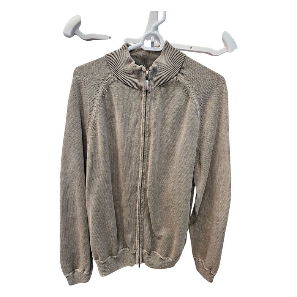 Paradise Collection Slate Green Zip Sweater Womens Size Large Cardigan